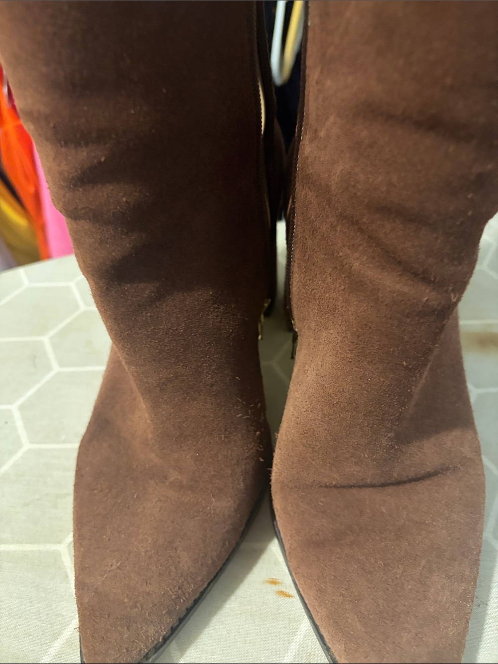 Ann Taylor Brown Suede Pointed Toe Heeled Boots